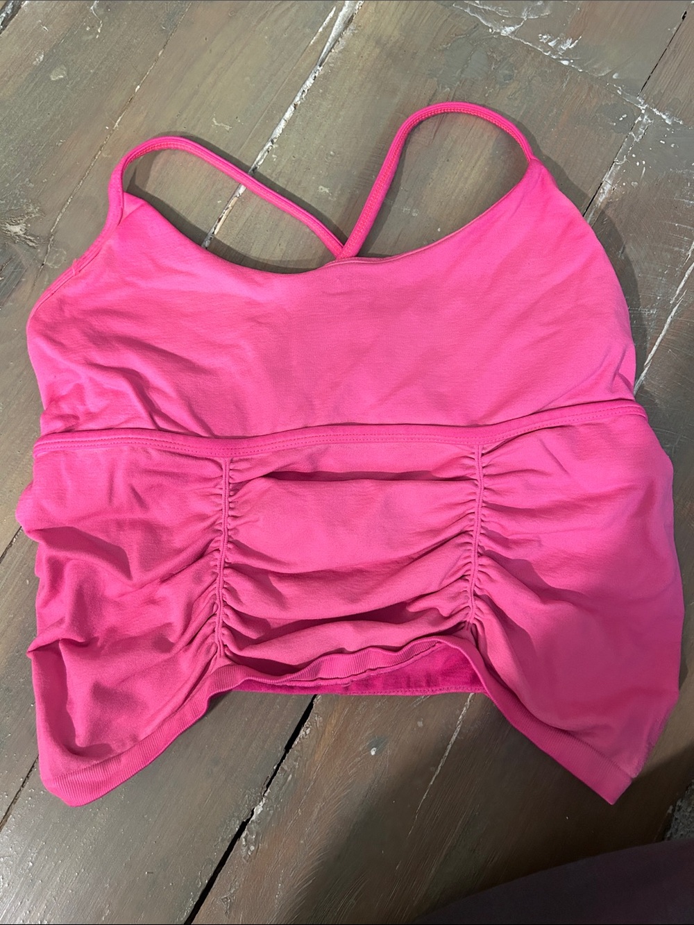 FP Movement by Free People Pink Ruched Adjustable-Strap Tank